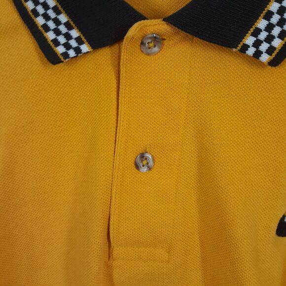 Jerzees #53 Adult Men's L Yellow Checkered Flag Collar Short Sleeve Polo... - Picture 3 of 8